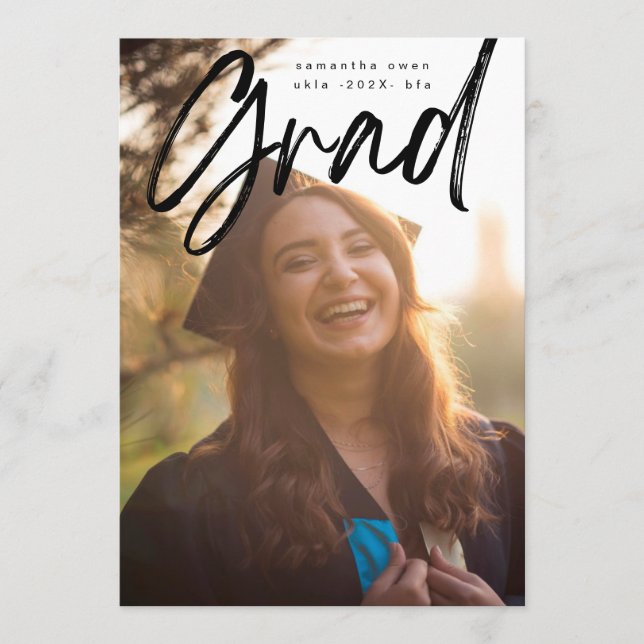 Bold Black Brush Grad Modern Photo University Anno Announcement (Front)