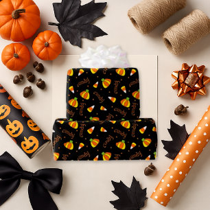 Bold Black Candy Pumpkin Halloween Wrapping Paper