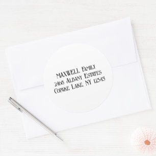 Bold Black Elegant Typography Last Name Classic Round Sticker