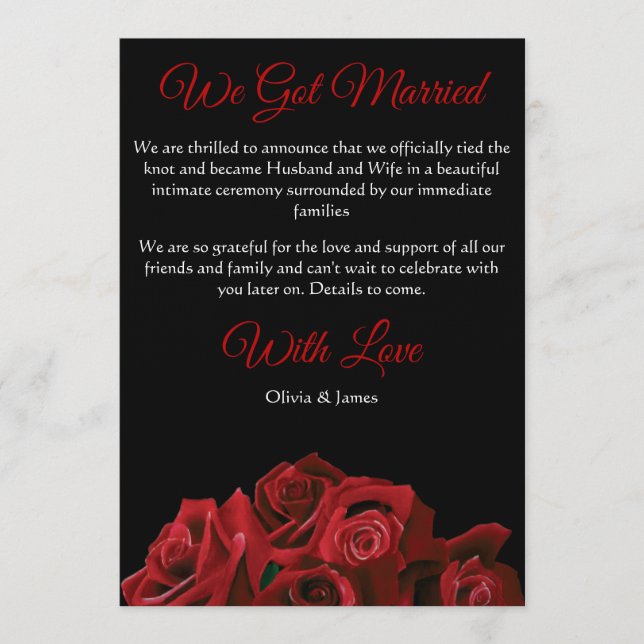 Bold Black Fantasy Dragon Sword Red Roses Invitation (Front)