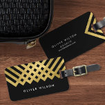 Bold Black Faux Gold Geometric Luggage Tag<br><div class="desc">Stand out from all the other luggage at the baggage claim with this bold and elegant black bag tag featuring a faux gold geometric design. Personalise this tag with your information and for more options such as to change the font and it's size click the "Customise it" button. *Please note...</div>