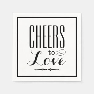 Bold Black Frame Cheers to Love Wedding Napkin