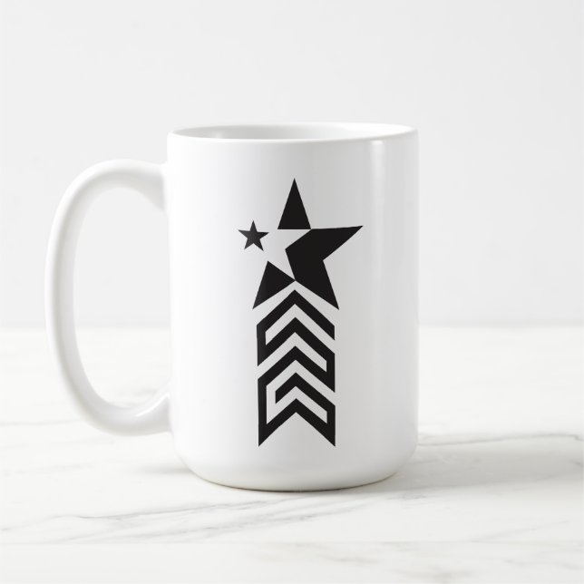 Bold Black Geometric Star Coffee Mug (Left)