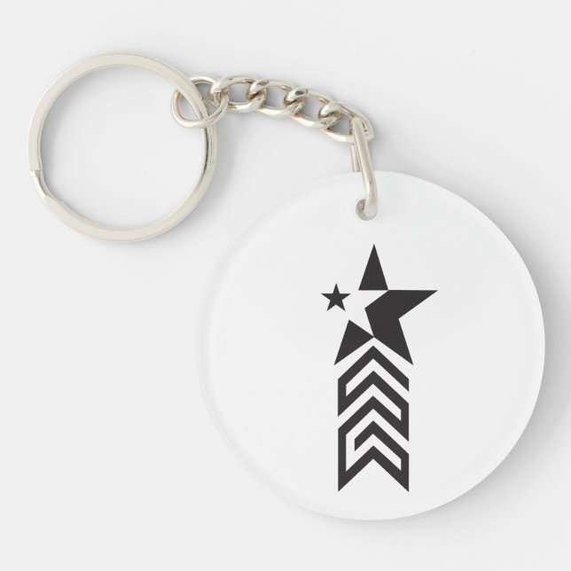 Bold Black Geometric Star Key Ring (Front)