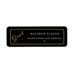Bold Black Gold Grad Return Label Return Address Label
