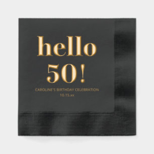 Bold Black Gold Modern Chic 50th Birthday Party Foil Napkins