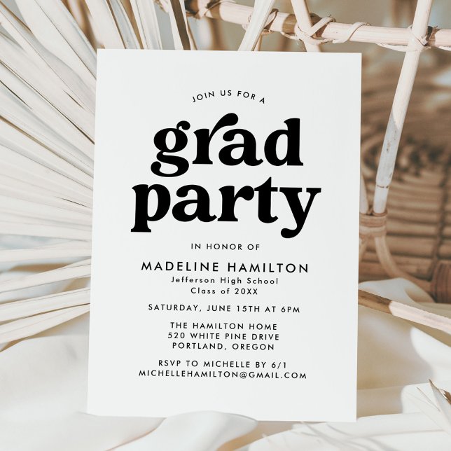 Bold Black Graduation Party Invitation (Creator Uploaded)