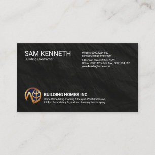 Bold Black Granite Texture Building Construction Business Card