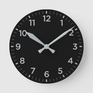 Bold Black Grey Gloss Minimalist Wall Clock