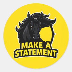 Bold Black Horse with Motivational Text Classic Round Sticker