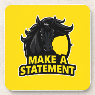 Bold Black Horse with Motivational Text Coaster