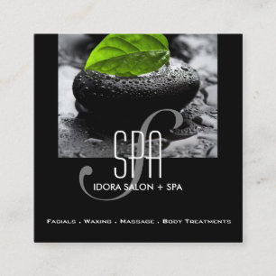 Bold Black Hot Stones and Leaves Spa and Massage Appointment Card