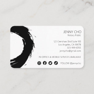 Bold Black Ink Paint Ring Notary Modern Simple Business Card