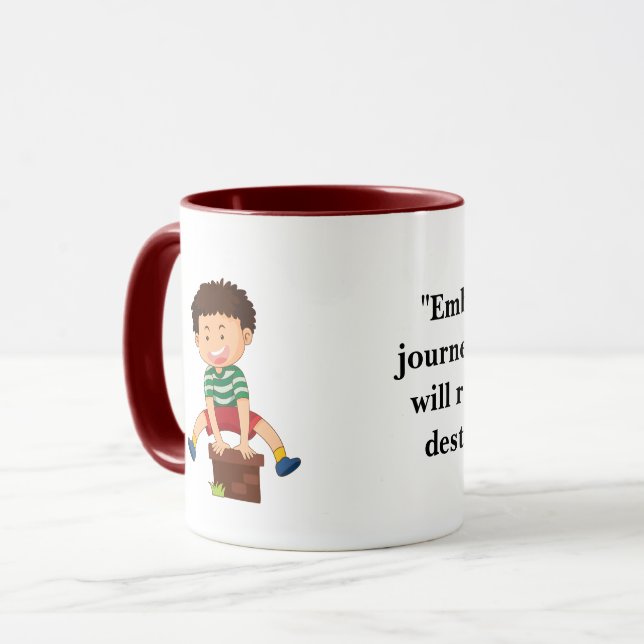 Bold Black Inspirational Journey Quote Mug (Front Left)