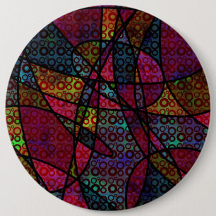 Bold Black Lines & Multicolored, Abstract Textures 6 Cm Round Badge