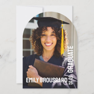 Bold Black Minimalist Arch Photo Graduation Party Invitation