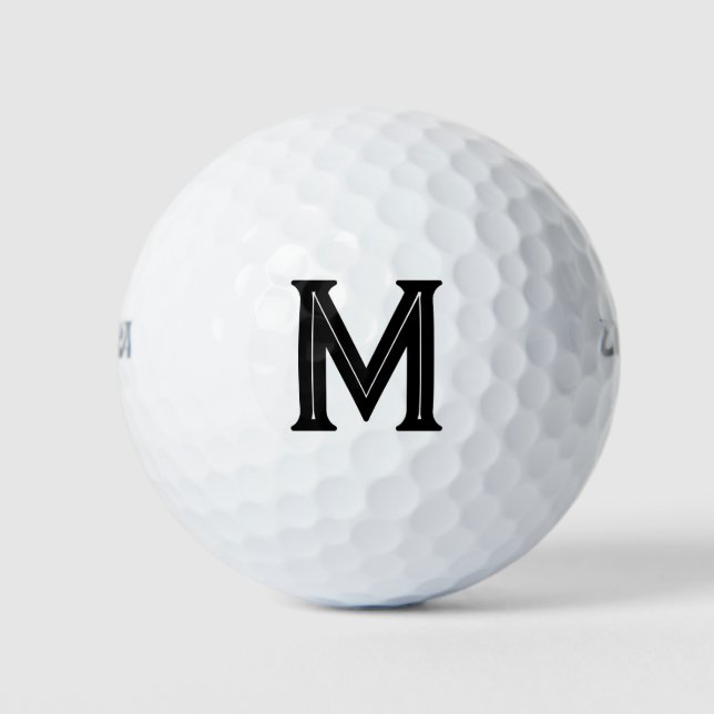 Bold Black Monogram Initial Dad  Golf Balls (Front)