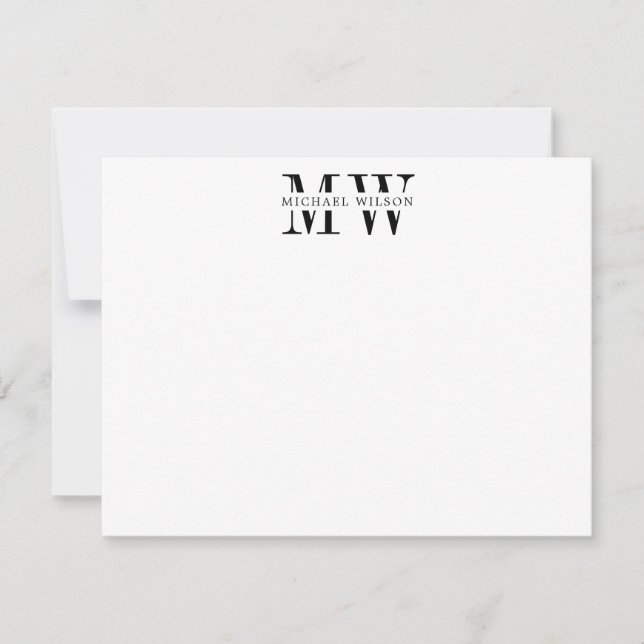 Bold Black Monogram Initials Name Card (Front)