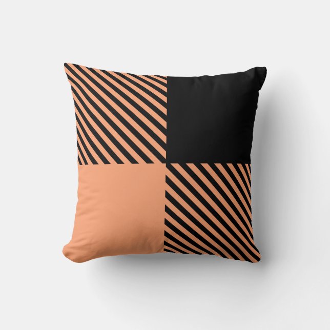 bold black orange peach throw pillow (Front)