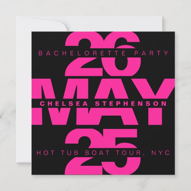 Bold Black Pink Typography Bachelorette Party Invitation (Front)