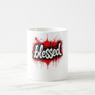 Bold Black & Red "Blessed" Coffee Mug
