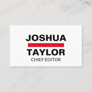 Bold Black Red White Unique Modern Minimalist Business Card