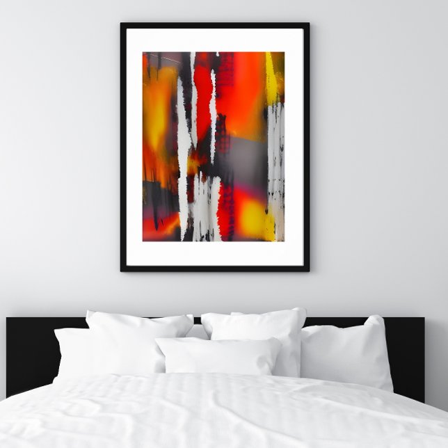 Bold Black Red & Yellow Modern Abstract unframed Poster (This bold, colorful print is the perfect addition to modern or contemporary rooms.)