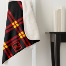 Bold, black, red, yellow plaid monogram