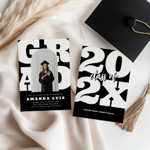 Bold Black Retro Graduation Invitation