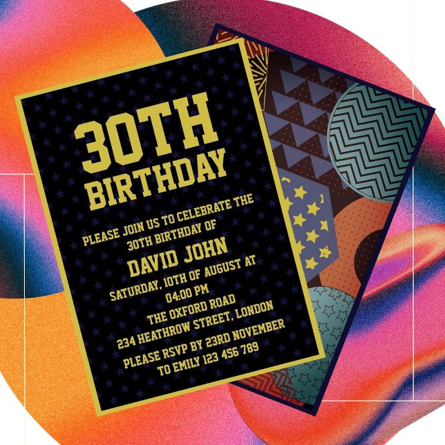Bold Black Retro Pop 30th Birthday Invitation (Creator Uploaded)