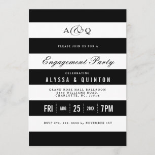 Bold Black Stripes Engagement Party Invitation