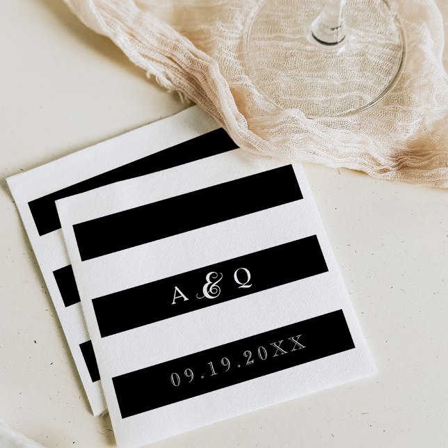 Bold Black Stripes Wedding Napkin (Creator Uploaded)