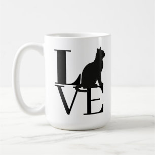 Bold Black Typography Cat Silhouette Cat Lovers  Coffee Mug