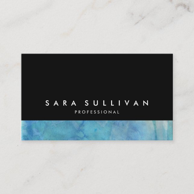 Bold Black Watercolor Wash Business Card (Front)