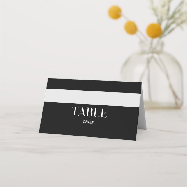 Bold Black Wedding Custom Place Card (Front)