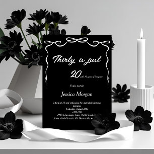 Bold Black & White 30th Birthday Invitation