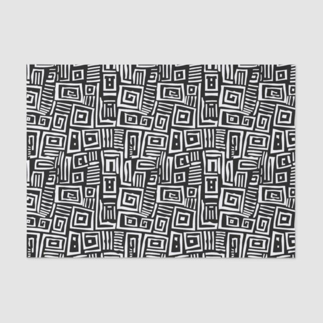 Bold Black & White Abstract Patterned Tissue Paper (Front)