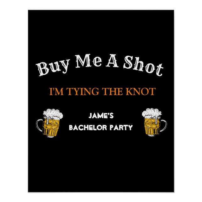 Bold Black White Bachelor Party Backdrop  Poster (Front)