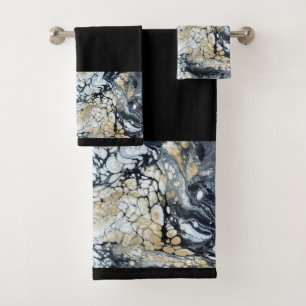 Bold Black & White Border Bathroom Towel Set