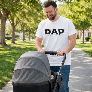 Bold Black White Dad Established T-Shirt