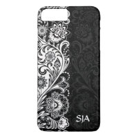 Bold Black White Floral Design iPhone 7 Plus Case