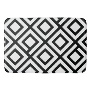 Bold Black White Geometric Diamond Bath Mat