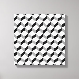 Bold Black White Grey Optical Illusion Graphic Canvas Print