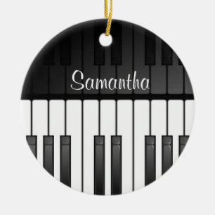 Bold Black White Keyboard Design Ornament