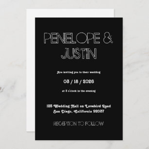 Bold Black & White Minimalist Modern Wedding Invitation