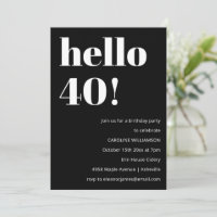 Bold Black White Modern Chic 40th Birthday Party