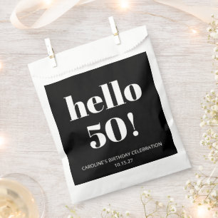 Bold Black White Modern Chic 50th Birthday Party Favour Bag
