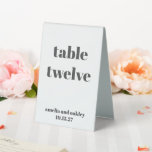 Bold Black White Retro Custom Wedding Number<br><div class="desc">Bold Minimalist Black White Retro Simple Custom Wedding Table Number Tent Sign</div>