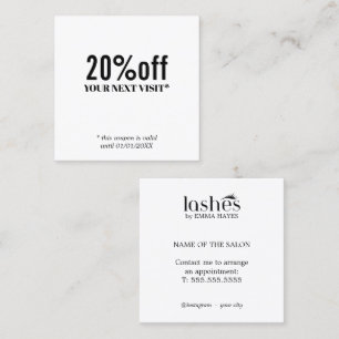 Bold Black White Salon Lash Artist Discount Card