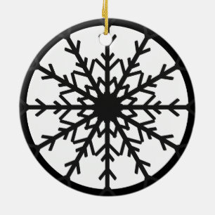 Bold Black & White Snowflake Holiday Ornament